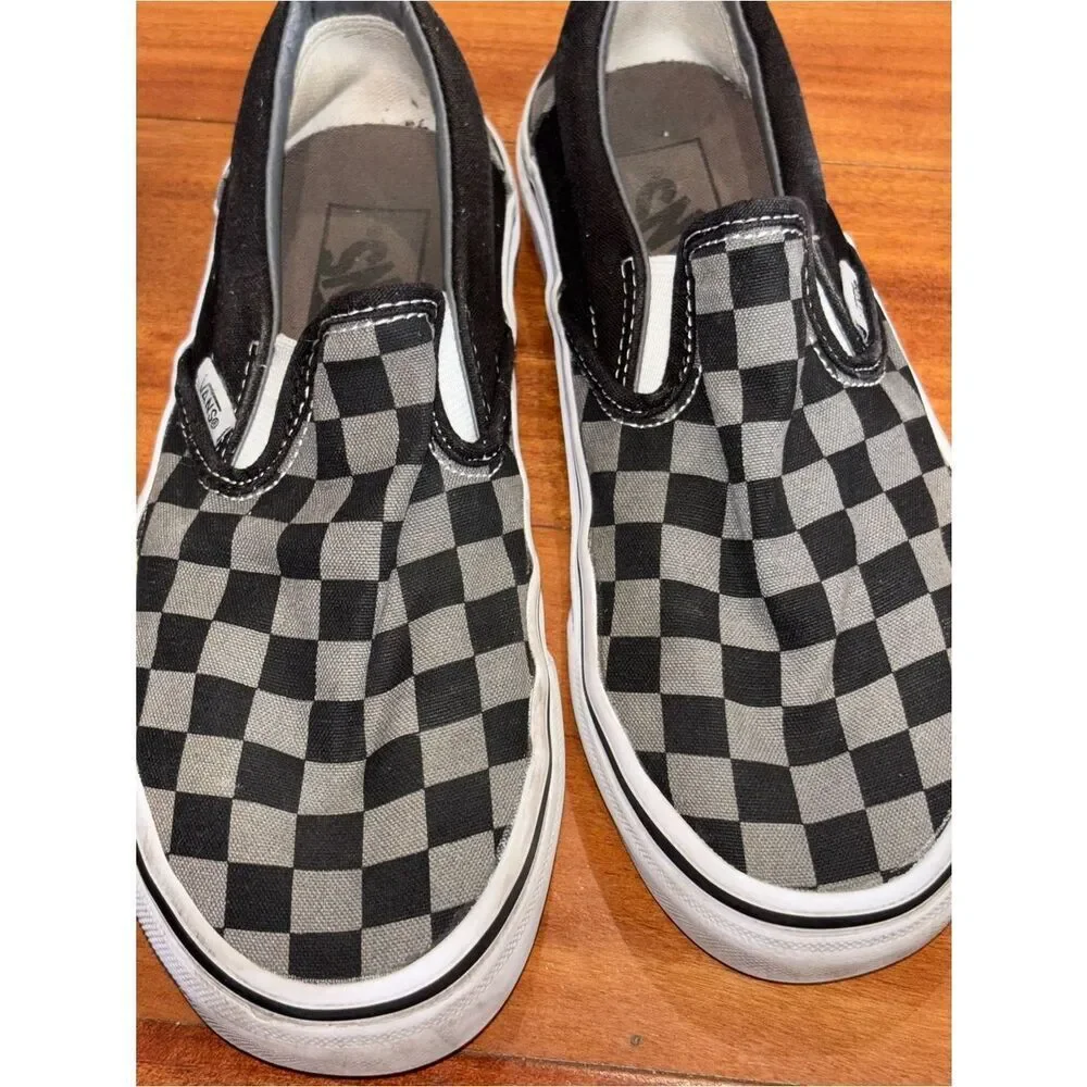 Vans Kids Slip-On Checkerboard Sneakers - Black & Gray